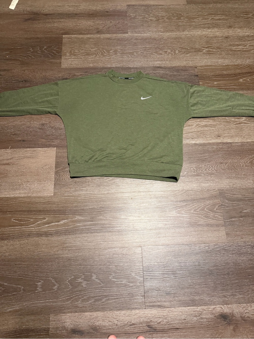 Nike Running Cropped Long Sleeve Top | Olive Green | Reflective Details